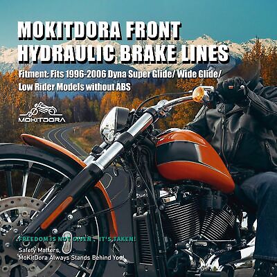 MoKitDora Dyna 14" Handlebar Front Brake Lines Oil Hose Stainless Steel Braid...