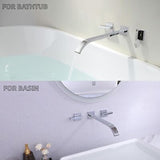 Wall Mount Bathtub Faucet Chrome, 2 Handle Tub Filler Faucet Wall Mounted Sol...