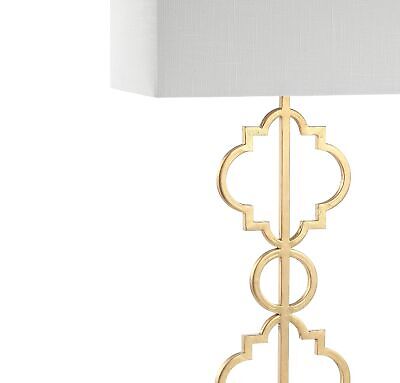 JONATHAN Y JYL3072A Selina 32" Iron Ogee Trellis Modern LED Table Lamp Contem...