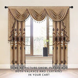 ELKCA Luxury Coffee Chenille Curtain with Embroidered Pattern for Living Room...