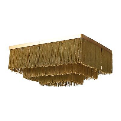 Creative Co-Op EC0917 13.75" Square Fringe Light Fixture Semi-Flush Mount, Gold