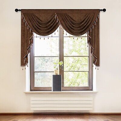 ELKCA Thick Chenille Window Curtains Valance for Living Room, Chocolate Valan...