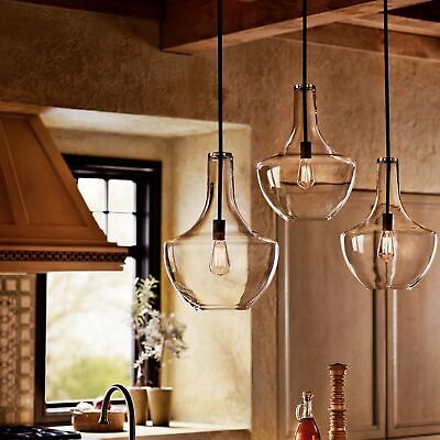 Kichler Everly 19.75" Kitchen Bell Pendant in Olde Bronze&#174;, 1-Light Clear S