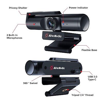 AVerMedia Live Streamer CAM 513-4K 30 fps UHD, Ultra Wide Angle Webcam with F...