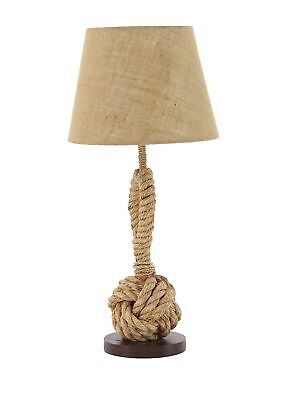 Deco 79 Jute Rope Room Table Lamp Twisted Rope Accent Lamp with Linen Shade, ...