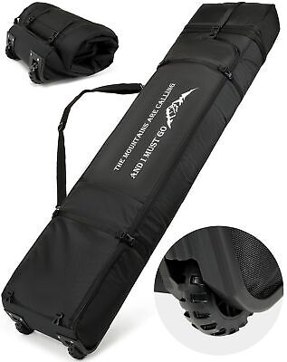 Snowboard Bag with Wheels Padded Rolling Double Ski Bag for Air Travel Waterp...