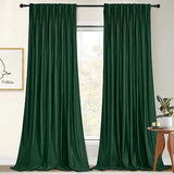 StangH Dark Green Pinch Pleated Velvet Curtains for Track System, Super Soft ...