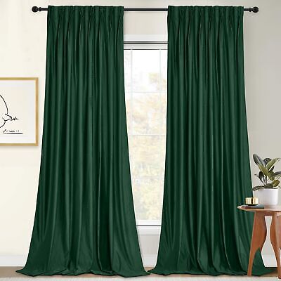 StangH Dark Green Pinch Pleated Velvet Curtains for Track System, Super Soft ...