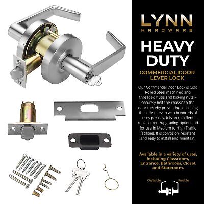 LYNN HARDWARE Commercial Door Lever Lock - Heavy-Duty Locking Door Handle, De...