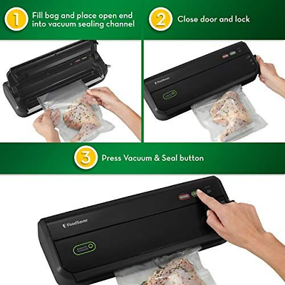 FoodSaver Vacuum Sealer Machine with Starter Seal Bags & Rolls, Black