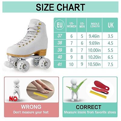 Roller Skates for Women or Men with Height Adjustable Rubber Stoppers Retro S...