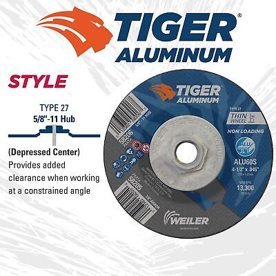 Weiler 58206 4-1/2 Inch Cutting Wheel, Tiger Aluminum Non-loading Contaminant...