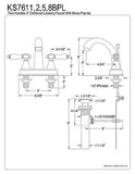 Kingston Brass KS7611BPL Bel-Air 4" Centerset Bathroom Faucet, 4-3/4" In Spou...