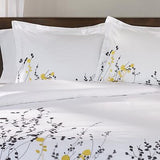 100% Cotton, 3-Piece Full/Queen Single Ply, Soft, Embroidered Reed Duvet Cove...