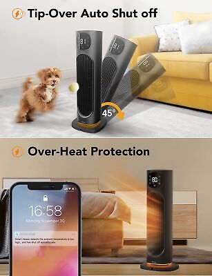 Govee Smart Space Heater for Indoor Use, 1500W Ceramic Tower Heater with Ther...