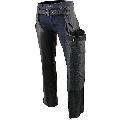 Milwaukee Leather Chaps for Men's Black Leather Slash Pocket- Snap Out Therma...