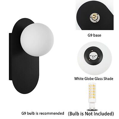 Modern Wall Sconce Set of 2 Matte Black Mid Century Bathroom Vanity Wall Ligh...