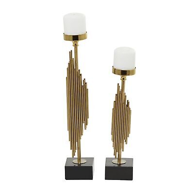 The Novogratz Stainless Steel Vertical Pipe Stand Candle Holder, Set of 2 21"...