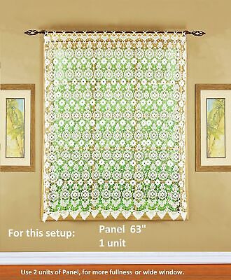 Today's Curtain Medallion Macram&#233; Panel 63",Ecru,48W x 63L Ecru