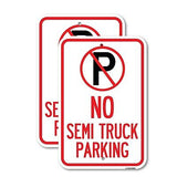 (2 Pack) No Parking Sign No Semi Truck Parking with Symbol | 18" X 24" Heavy-...