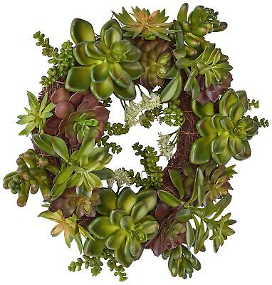 Nearly Natural 4798 Artificial Succulent Wreath, 15-inch diameter, Green,20x2...