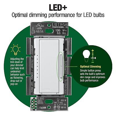 Lutron Maestro LED+ Dimmer Switch Kit for Dimmable LED, Halogen and Incandesc...