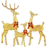 YULETIME 3-Piece Pre-lit 2.5D Christmas Reindeer Family, Lighted Glitter Chri...