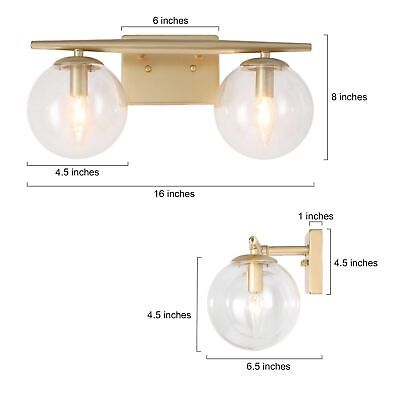 KSANA Gold Vanity Lights, 3-Light Modern Bathroom Light Fixture with Seeded G...