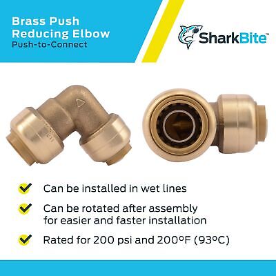 SharkBite 1/2 Inch x 3/8 Inch 90 Degree Reducing Elbow, Pack of 12, Push to C...