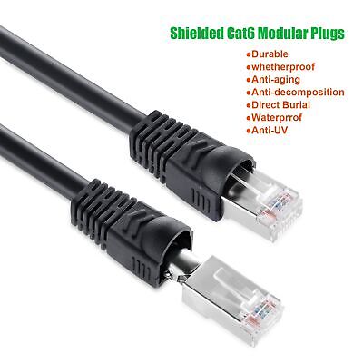 DbillionDa Outdoor Ethernet 250ft Cat6 Cable, Shielded Grounded UV Resistant ...