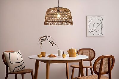 Creative Co-Op Boho Open Weave Metal and Paper Rope Ceiling Light, Brown