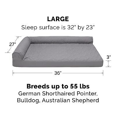 Furhaven Memory Foam Dog Bed for Large/Medium Dogs w/ Removable Bolsters & Wa...