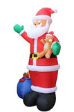 12 Foot Tall Huge Christmas Inflatable Santa Claus with Gift Bag and Bear Lig...