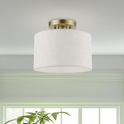 LIVEX LIGHTING Blossom 1 Light Semi-Flush in Antique Brass (49808-01)