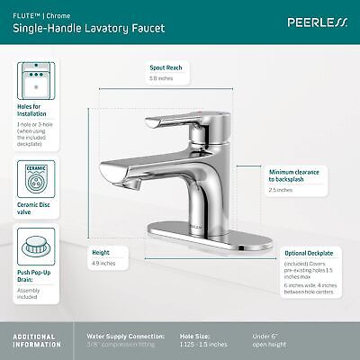 Peerless P1512LF Flute Bathroom Faucet, 1.0 GPM Flow Rate, Chrome