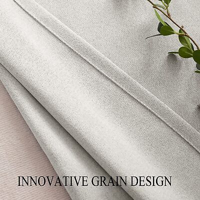 Extra Long Blackout Faux Linen Curtains,Soft Touched Luxury Solid Curtain Pan...