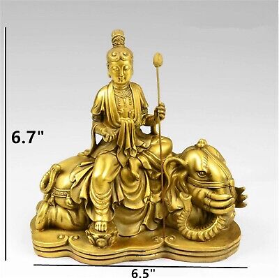 Zzooi Copper Samantabhadra Bodhisattva Statue Coppery Puxian Pusa Statue Feng...