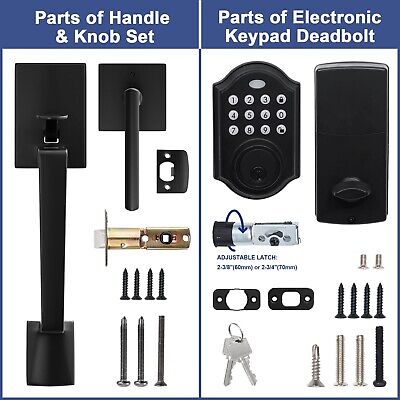 KIAYACI Front Door Handle Sets Black Door Handle keypad Door Lock with Handle...