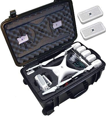 Case Club Pre-Cut Waterproof Drone Case with Wheels, Extension Handle & 2 Moi...