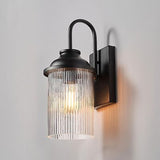 Globe Electric 60000027 1-Light Outdoor Wall Sconce, Matte Black, Ribbed Glas...