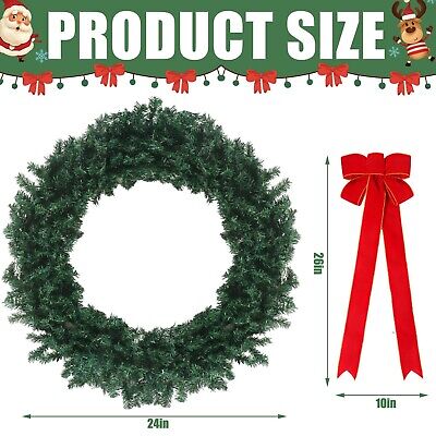 ROCEEI 2 Set 18 in Extra Large Artificial Pre Lit Fir Christmas Wreath with L...