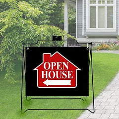 2 UNITS BLACK Realtor A-Frame Metal Stand 22"x18" Open House Sidewalk Signs Y...