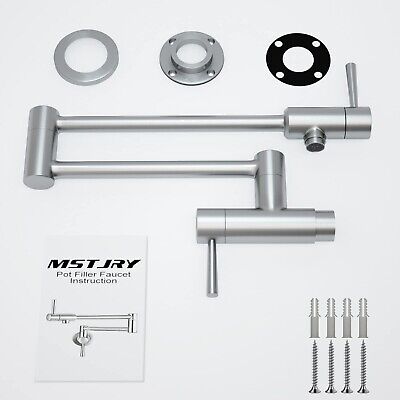 MSTJRY Brushed Pot Filler Faucet Wall Mount Commercial Kitchen Faucets Stainl...