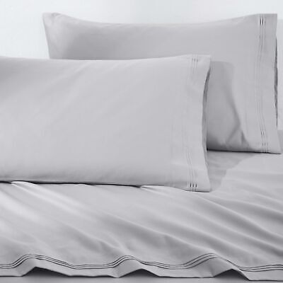 Superior 1500-Thread Count Egyptian Cotton Solid Pillowcase Set, King, Platinum