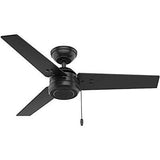 HUNTER 50260 Cassius Outdoor Ceiling Fan with Pull 44", Matte Black Finish