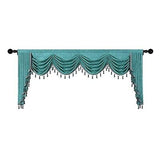 ELKCA Thick Chenille Window Curtains Valance for Living Room Turquoise Waterf...