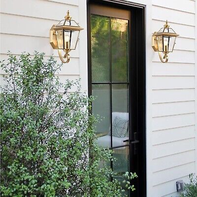 13.7in Copper Porch Light Oil-Rubbed Brass Outdoor Wall Lights with Beveled G...