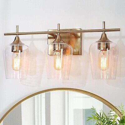 Durent Lighting Gold Bathroom Light Fixtures, Modern Electroplated Brass Vani...