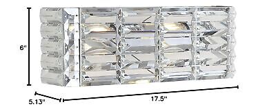 JONATHAN Y JYL7539A Evelyn Crystal Rectangle 17.5" 2-Light Iron/Crystal Glam ...