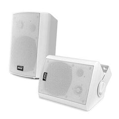 Pyle Wall Mount Home Speaker System - Active + Passive Pair 5.25 in, White